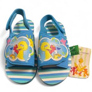 Vintage Sesame Street Elmo Big Bird Cookie Monster Kids Sandals NWT 11-12 Y2K